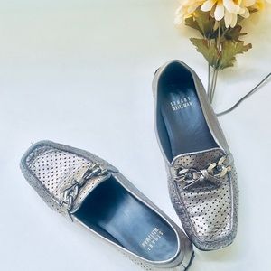 Stuart Weitzman Loafer - Silver Leather Sz 6